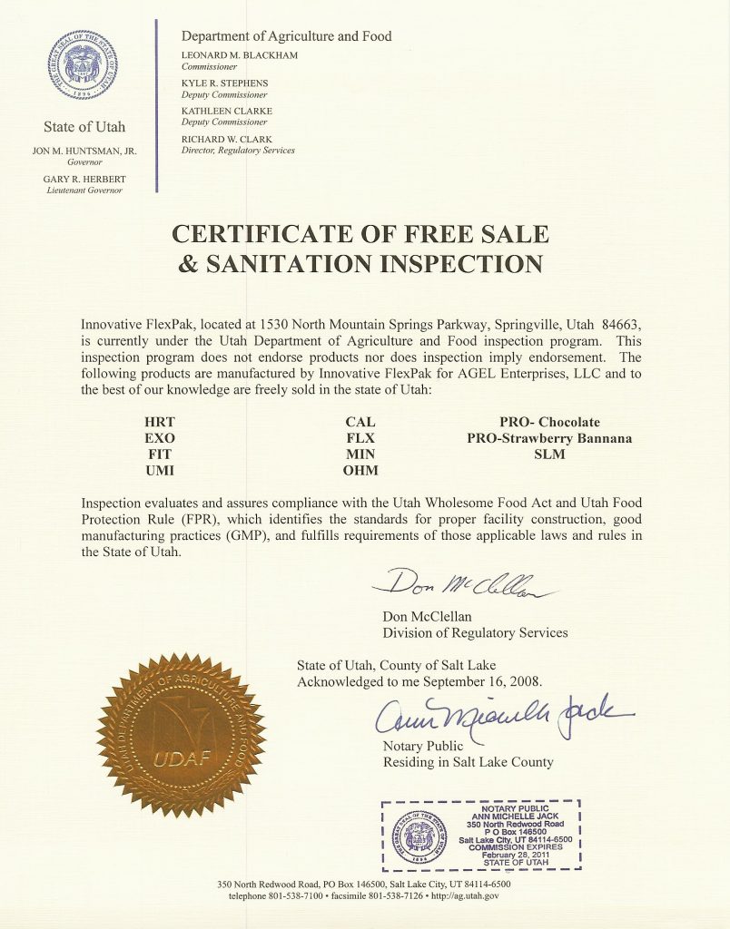 agel Free Sale & Santitation inspection